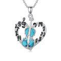 wholesale 925 Sterling Silver Turquoise Heart Violin Musical Notes Pendant Necklace-0-0
