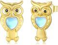 wholesale 925 Sterling Silver Heart-Shaped Owl Stud Earrings - Adorable Animal Jewelry for Women-0-0