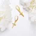wholesale 14K Gold Heart and Diamond Cross Dangle Earrings for Women Christian s-0-2