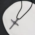 wholesale 925 Sterling Silver Nail Cross Necklace - Mens Religious s-0-2