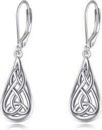 wholesale 925 Sterling Silver Celtic Knot Teardrop Dangle Leverback Earrings - Irish  for Women-A style-celtic earrings