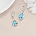 wholesale 925 Sterling Silver Butterfly & Flower Drop Earrings w/ Turquoise Gemstones-0-3