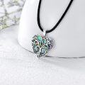 wholesale 925 Sterling Silver Heart Tree of Life Pendant on Black Leather Cord Necklaces for Women-0-2