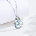 wholesale 925 Sterling Silver Moonstone Sea Life Pendant Necklaces with Turtles and Dolphins for Women-0-5