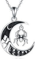 wholesale 925 Sterling Silver Spider Moon Pendant Necklace - Gothic Jewelry for Women-0-0