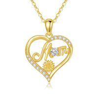 wholesale 14K Gold Sunflower Heart Mom Pendant Necklace for Women - Gift for Mom Wife Grandmother-Style-4-Sunflower