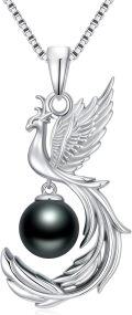 wholesale Tahitian Phoenix Black Pearl Necklace For Women Sterling Silver Black Pearls Necklace Gifts For Sister Birthday Anniversary Jewelry Valentine Christmas Gifts For Women Wife Her -0-0