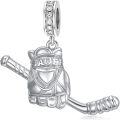 wholesale 925 Sterling Silver Hockey Glove Dangle Charm Bead for Women's Bracelets-0-0