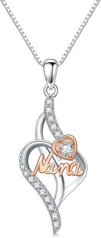 wholesale TOUPOP Mothers Day Gifts For Mom Nana Necklace Sterling Silver Grandma Pendant Necklace Heart Pendant Jewelry Gifts For Nana Mother Grandma Wife -undefined