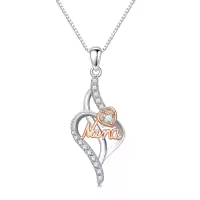 TOUPOP Sterling Silver Heart Pendant Necklace Jewelry Gifts For Mom Grandma-undefined