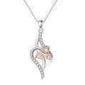 TOUPOP Sterling Silver Heart Pendant Necklace Jewelry Gifts For Mom Grandma-0-0