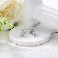 wholesale 925 Sterling Silver Poodle Dog Stud Earrings with Pink Crystals and Bow Tie-0-4