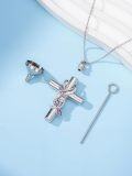 wholesale TOUPOP Butterfly/ladybug/cardinal/dragonfly/bee/hummingbird Cross Urn Necklaces For Ashes Cremation Jewelry 925 Sterling Silver Memorial Keepsake Jewelry For Women (with Funnel Filler) -0-1