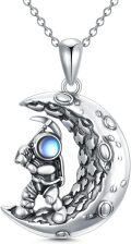 wholesale 925 Sterling Silver Crescent Moon Astronaut Pendant Necklace s for Women Girls-0-0