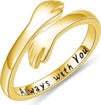 wholesale 925 Sterling Silver Zircon Hug Ring Adjustable Couple Friendship Gift-I