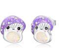 wholesale 925 Sterling Silver Purple Glitter Crystal Frog Ear Studs for Girls and Women-0-0