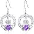 wholesale 925 Sterling Silver with Birthstone Claddagh Earrings for Women Irish Celtic Jewelry Gifts-0-0