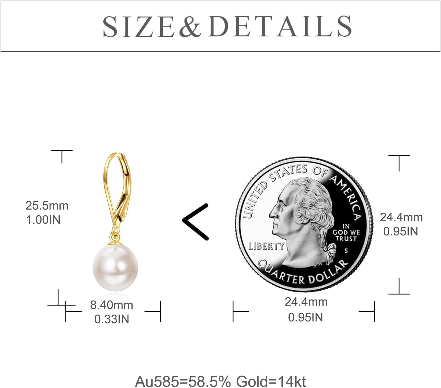 wholesale 14K Gold Freshwater Pearl Dangle Leverback Earrings for Women Bridesmaid Gift-0-3