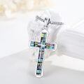 wholesale 925 Sterling Silver Cross Pendant with Abalone Shell Inlay and Multicolor Stones for Men-0-1
