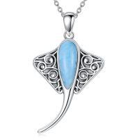 wholesale 925 Sterling Silver Blue Larimar Stingray Pendant With Chain-Larimar