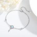 wholesale 925 Sterling Silver Moonstone Feather Dreamcatcher Bracelet - Adjustable 7-8-0-1