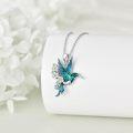 wholesale 925 Sterling Silver Hummingbird Flower Pendant Necklace for Women Gifts-0-2