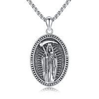 wholesale 925 Sterling Silver Santa Muerte Grim Reaper Pendant Necklace  Gothic Jewelry for Men-B-Santa Muerte