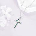 wholesale 925 Sterling Silver Abalone Shell Inlay Cross Pendant Necklace for Women and Men-0-3