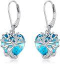 wholesale Sterling Silver Austrian Crystal Tree of Life Dangle Earrings-0-0