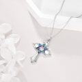 wholesale 925 Sterling Silver Blue Abalone Shell Star of David Cross Pendant Necklace-0-3
