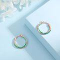 wholesale 925 Sterling Silver Green Opal CZ Huggie Hoop Earrings for Women-0-3