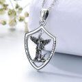 wholesale 925 Sterling Silver Angel of Protection Shield Pendant Necklace with Cross and Dragon Design-0-2