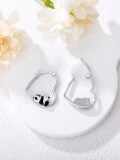 TOUPOP Sterling Silver Animal Heart Hoop Earrings Panda Bunny Fox Black Cat Corgi-0-4