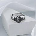 wholesale Sterling Silver Black St. Jude Ring Adjustable Sizes 7-9 for Men Hypoallergenic Nickel-Free Lead-Free-0-3