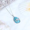 wholesale 925 Sterling Silver Teardrop Turquoise Shell & Starfish Pendant Necklace for Women-0-2