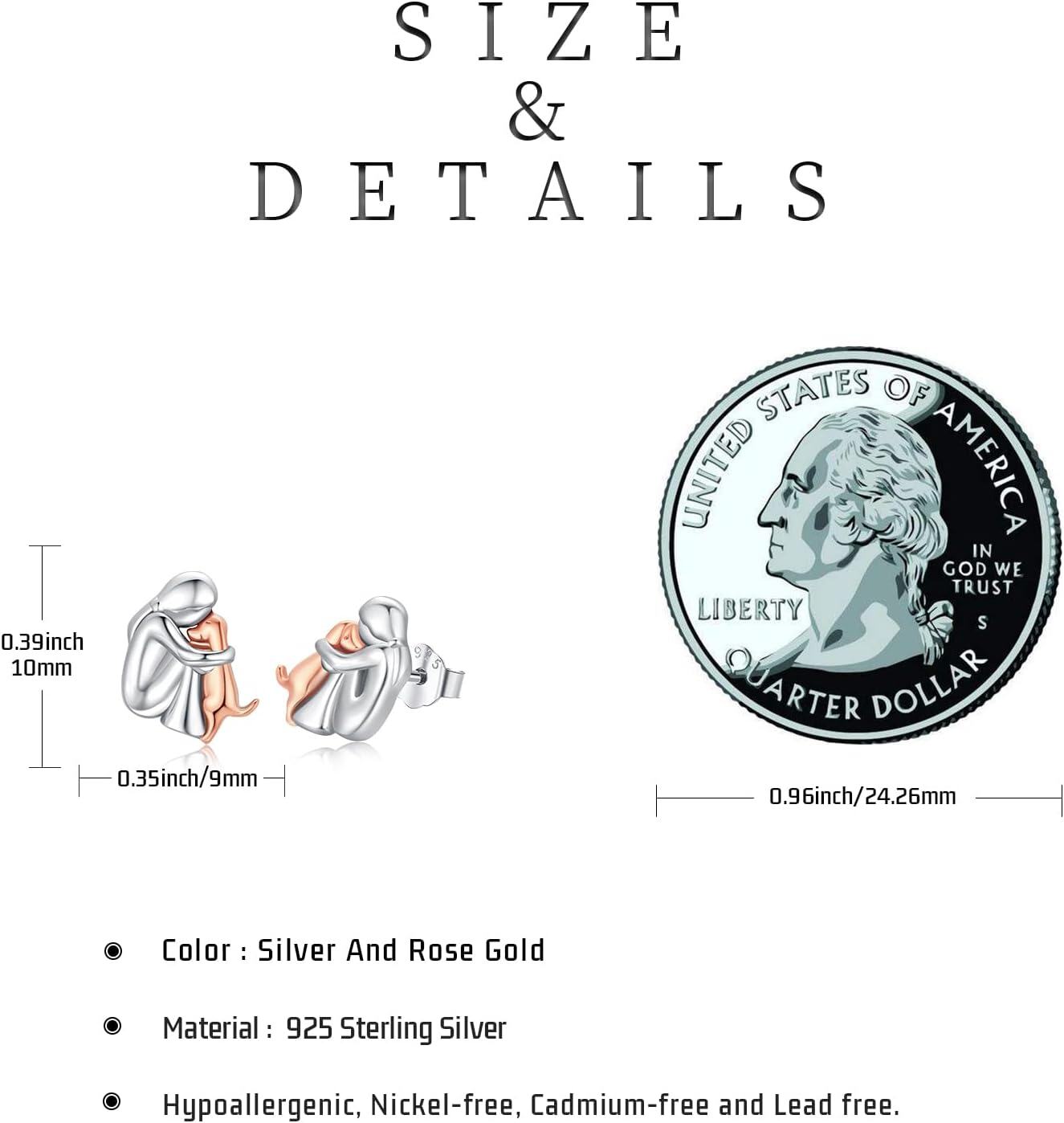 925 Sterling Silver Hypoallergenic Rose Gold Plated Puppy Stud Earrings for Women Girls Pet Animal s-0-3