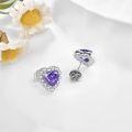 wholesale 925 Sterling Silver Cubic Zirconia 12 Birthstone Heart Stud Earrings-0-2