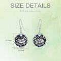 wholesale 925 Sterling Silver Round Lotus Flower Drop Earrings with Moonstone and Sapphire Accents-0-4