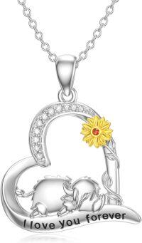 wholesale 925 Sterling Silver Heart-Shaped Love You Forever Pendant with Sunflower and Pig Charm Necklace Gift for Women Girls Mothers Day Christmas Jewelry-C-Highland Cow