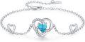 wholesale 925 Sterling Silver Blue Turquoise Heart Charm Anklet - Adjustable Size Valentines Day Gifts for Her-0-0