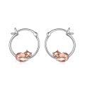 wholesale 925 Sterling Silver Rose Gold Fox Hoop Earrings for Women Girls - Adorable Animal  Set-0-0