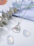 wholesale 925 Sterling Silver Sloth Heart Love You Forever Pendant Necklace for Women-0-4