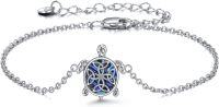 wholesale 925 Sterling Silver Turtle Shell Abalone Inlay Chain Anklet Jewelry for Women Girls-Silver-Turtle Anklet Bracelets Sterling Silver