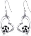 wholesale 925 Sterling Silver Soccer Ball Heart Earrings for Women Jewelry-0-0