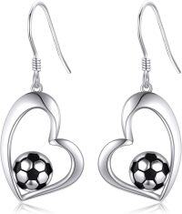 wholesale 925 Sterling Silver Soccer Ball Heart Earrings for Women Jewelry-Soccer
