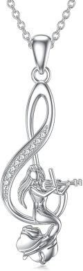 wholesale 925 Sterling Silver Musical Note Ballerina Pendant Necklace for Women and Girls - Dancer -0-0