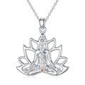 wholesale 925 Sterling Silver Lotus Chakra Yoga Necklace-0-0
