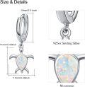 wholesale 925 Sterling Silver Opal Sea Turtle Huggie Hoop Earrings Oceanic Jewellery Gift for Her-0-2