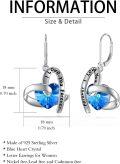 wholesale 925 Sterling Silver Blue Crystal Heart Drop Leverback Earrings Gift for Her-0-2
