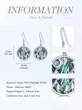 TOUPOP Sterling Silver Abalone Shell Tree Of Life Dangle Earrings-0-4